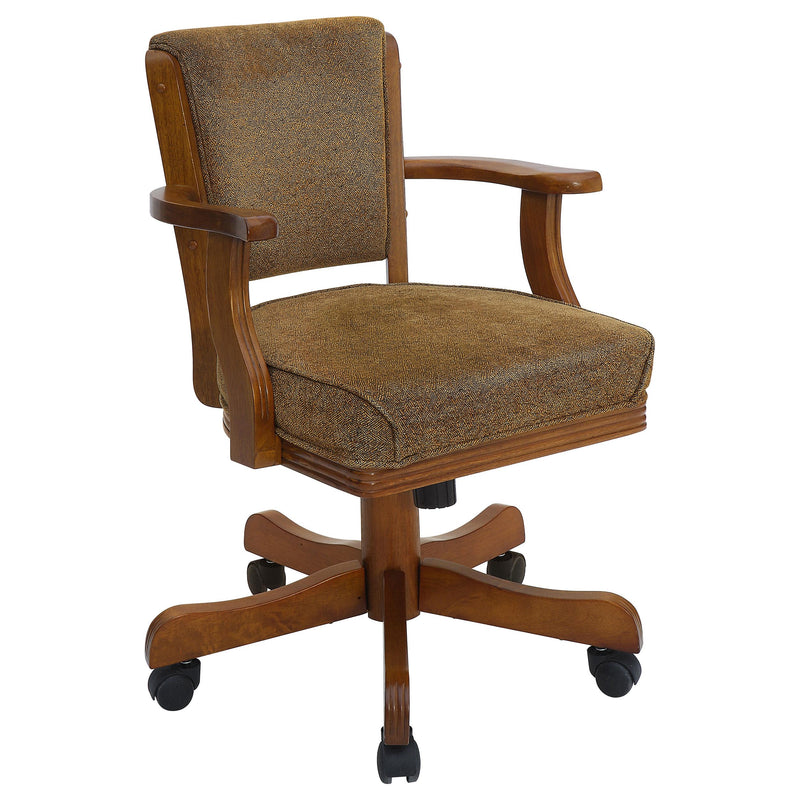 Mitchell Upholstered Game Chair Olive-brown and Amber image