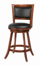 Broxton Upholstered Swivel Counter Height Stools Chestnut and Black (Set of 2) - 5th Ave Furniture