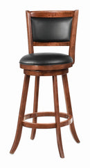 Broxton Upholstered Swivel Bar Stools Chestnut and Black (Set of 2) - 5th Ave Furniture