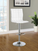 Ashbury Upholstered Adjustable Bar Stools White and Chrome (Set of 2) - 5th Ave Furniture