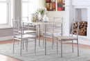 Anna Fontana 5-piece Rectangular Dining Set Brushed Silver - 5th Ave Furniture