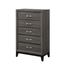 Watson 5-drawer Chest Grey Oak and Black - 5th Ave Furniture