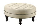 Elchin Round Upholstered Tufted Ottoman Oatmeal - 5th Ave Furniture