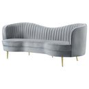 Sophia Upholstered Camel Back Sofa Blue