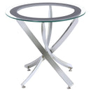 Brooke Glass Top End Table Chrome and Black - 5th Ave Furniture