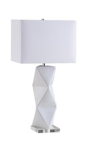 Camie Geometric Ceramic Base Table Lamp White - 5th Ave Furniture