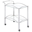 Shadix 2-tier Serving Cart with Glass Top Chrome and Clear - 5th Ave Furniture