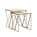 Bette 2-piece Nesting Table Set White and Gold - 5th Ave Furniture