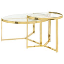 Delia 2-Piece Round Glass Top Nesting Coffee Table Clear and Chrome