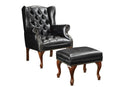 Roberts Button Tufted Back Accent Chair with Ottoman Black and Espresso - 5th Ave Furniture