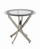 Brooke Glass Top End Table Chrome and Black - 5th Ave Furniture