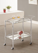 Shadix 2-tier Serving Cart with Glass Top Chrome and Clear - 5th Ave Furniture