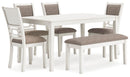 Erinberg Dining Table and 4 Chairs and Bench (Set of 6) - 5th Ave Furniture