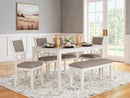 Erinberg Dining Table and 4 Chairs and Bench (Set of 6) - 5th Ave Furniture