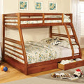 California II Cherry Twin/Full Bunk Bed w/ 2 Drawers Cherry, Walnut, Grey, &Oak