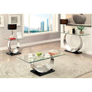 ORLA II Satin Plated/Black Sofa Table - 5th Ave Furniture