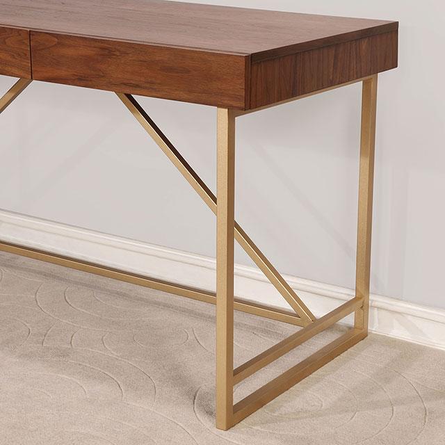 Halstein Light Walnut/Gold Desk