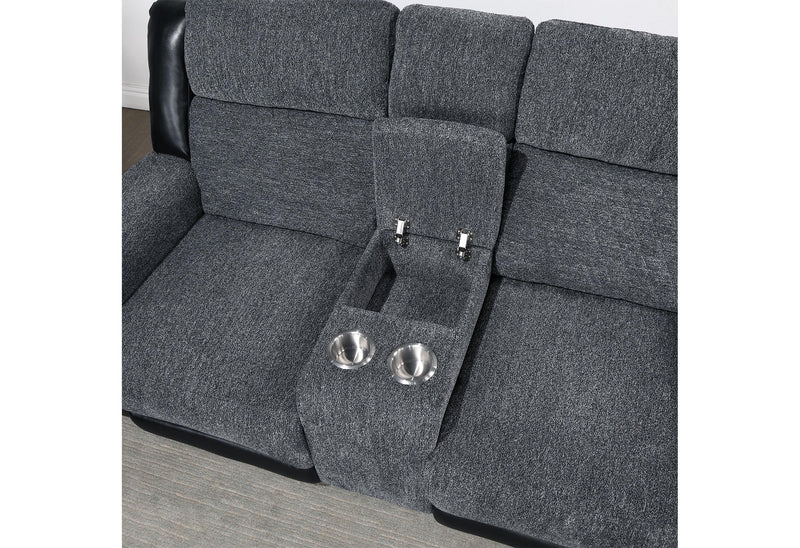 U5914 GREY/BLACK CONSOLE RECLINING LOVESEAT image