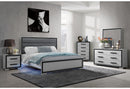 AMELIA GREY/BLACK QUEEN BED GROUP WITH LED, COOLER AND SPEAKER - 5th Ave Furniture