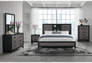 LISBON GREY/BLACK BOOKCASE KING BED GROUP