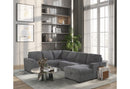 U2660 GREY SECTIONAL W/PULL OUT SOFA BED - 5th Ave Furniture