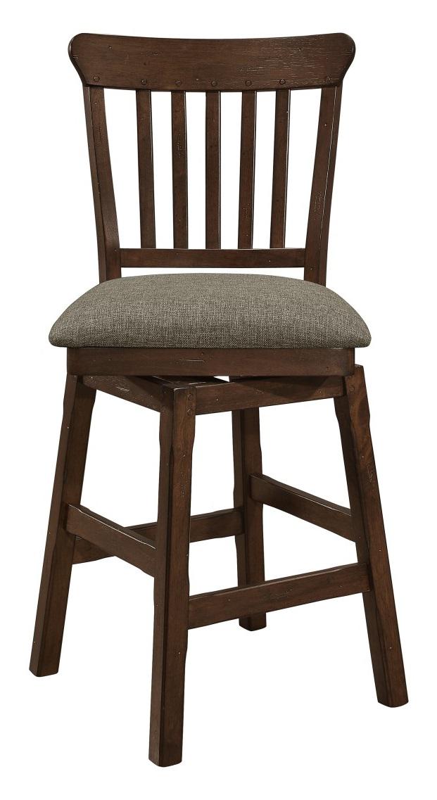 Homelegance Schleiger Counter Height Swivel Chair in Dark Brown (Set of 2)