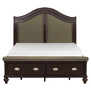 Marston Queen Sleigh Storage Bed in Dark Cherry 2615DC-1