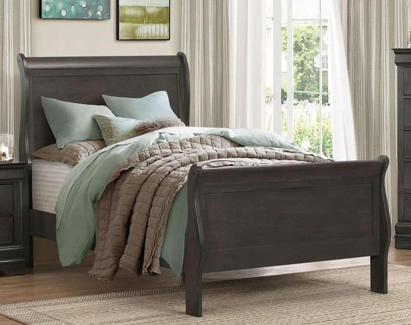 Mayville Twin Sleigh Bed in Gray