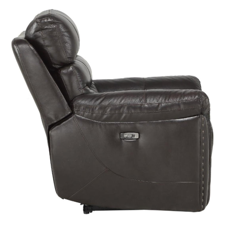 Homelegance Furniture Lance Power Reclining Chair with Power Headrest and USB Port in Brown