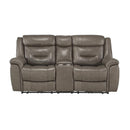 Danio Power Double Reclining Loveseat with Power Headrests in Brownish Gray 9528BRG-2PWH