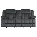 Laurelton Double Glider Reclining Loveseat w/ Center Console in Charcoal 9636CC-2