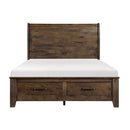 Jerrick Queen Sleigh Platform Bed with Footboard Storage in Burnished Brown 1957-1*