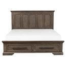 Taulon Queen Platform Bed with Footboard Storage in Dark Oak 5438-1*
