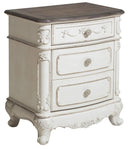 Cinderella Night Stand in Antique White with Grey Rub-Through