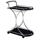 Elfman 2-shelve Serving Cart Chrome and Black - 5th Ave Furniture