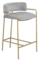 Comstock Upholstered Low Back Stool Grey and Gold - 5th Ave Furniture