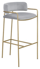 Comstock Upholstered Low Back Stool Grey and Gold - 5th Ave Furniture