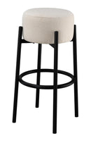 Leonard Upholstered Backless Round Stools White and Black (Set of 2) - 5th Ave Furniture