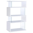 Emelle 4-tier Bookcase White and Clear - 5th Ave Furniture