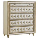 Antonella 5-drawer Upholstered Chest Ivory and Camel - 5th Ave Furniture