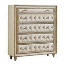 Antonella 5-drawer Upholstered Chest Ivory and Camel - 5th Ave Furniture