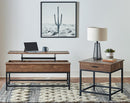 Byers Black Coffee Table with Hidden Storage Brown Oak and Sandy Black - 5th Ave Furniture