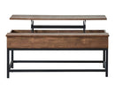 Byers Black Coffee Table with Hidden Storage Brown Oak and Sandy Black - 5th Ave Furniture