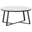 Hugo Round Coffee Table White and Matte Black - 5th Ave Furniture