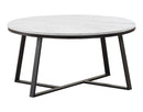 Hugo Round Coffee Table White and Matte Black - 5th Ave Furniture
