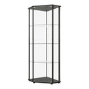 Zenobia Glass Shelf Curio Cabinet Clear and Black - 5th Ave Furniture