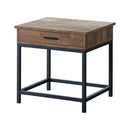 Byers Square 1-drawer End Table Brown Oak and Sandy Black - 5th Ave Furniture