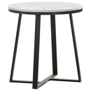 Hugo Metal Base Round End Table White and Matte Black - 5th Ave Furniture