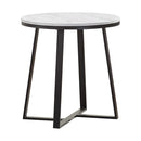 Hugo Metal Base Round End Table White and Matte Black - 5th Ave Furniture