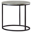 Lainey Faux Marble Round Top End Table Grey and Gunmetal - 5th Ave Furniture